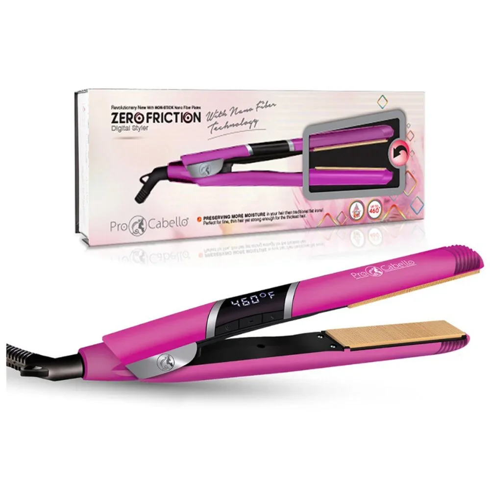 PROCABELLO Nano Fiber Flat Iron w/Zero Friction Technology (Pink) (NEW IN‎ BOX)